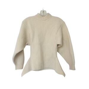 ALAIA Fitted Sculpted Long Sleeve Wool Sweater - Ivory - 36